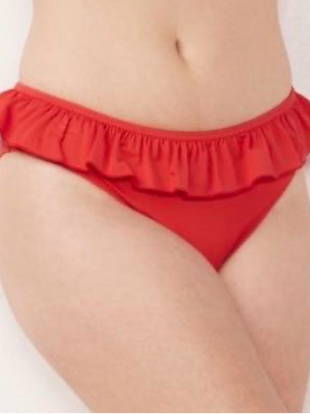 LC Lauren Conrad Bright Red Ruffle trim Bikini Bottom NEW SZ LG $33MSRP